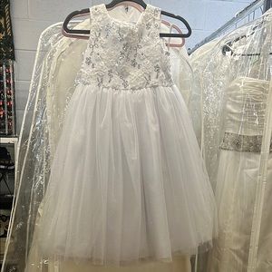 Bella Silver and White Sleeveless Halter A-line Wedding Dress